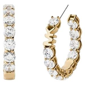 NEW Michael Kors Hoop Earrings. Gold tone. Crystals. Box included